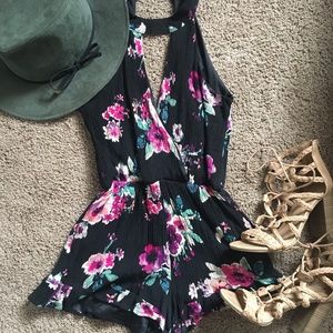 Black Floral Romper
